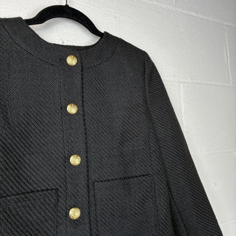 J. Crew Women's Tweed Lady Jacket Size 2 Black Old Money Preppy Office Preppy